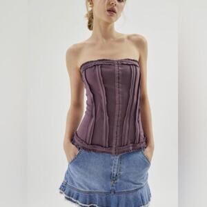 Urban Outfitters Corset Top Large Purple Hollie Raw Seam Dark‎ Fairy Grunge Boho